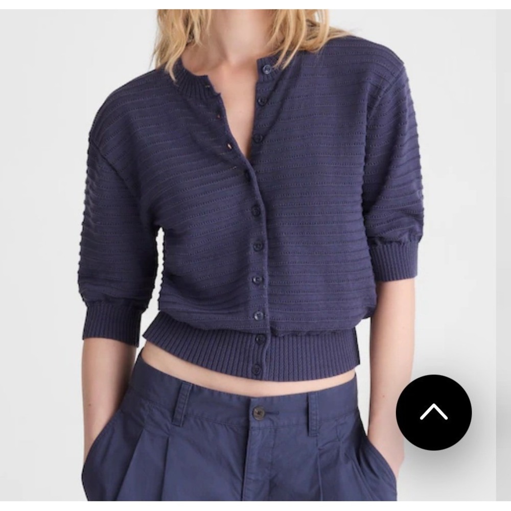 Textured Madewell Short Sleeve Cardigan Sweater Cotton XS NWT